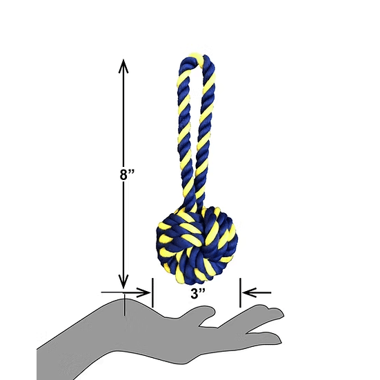 PETSPORT Twisted Chews Small Braided Cotton Rope Monkey Fist 8"
