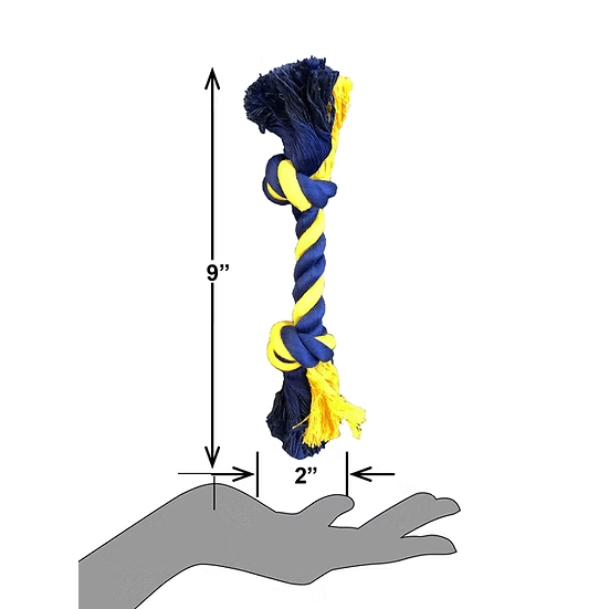 PETSPORT 80300 Twisted Chews-Small Two Knot Cotton Rope 9"