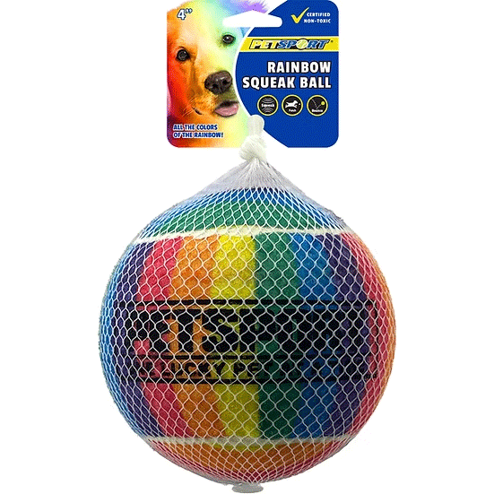 PETSPORT Rainbow Squeak Ball  4" 1pk