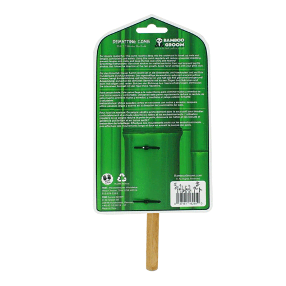 ALCOTT Bamboo Groom Dematting Comb 17 SS Teeth