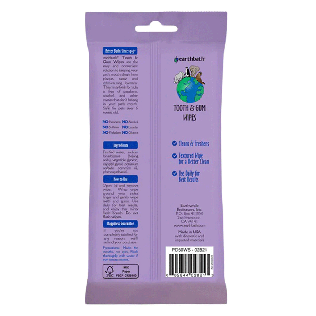 EARTHBATH Tooth & Gum Wipes 50ct
