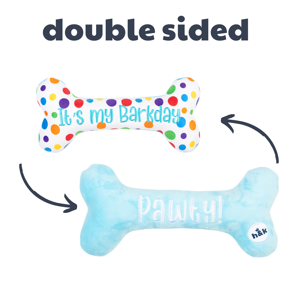 HUXLEY & KENT Dog Power Plush It's My Barkday Bone S