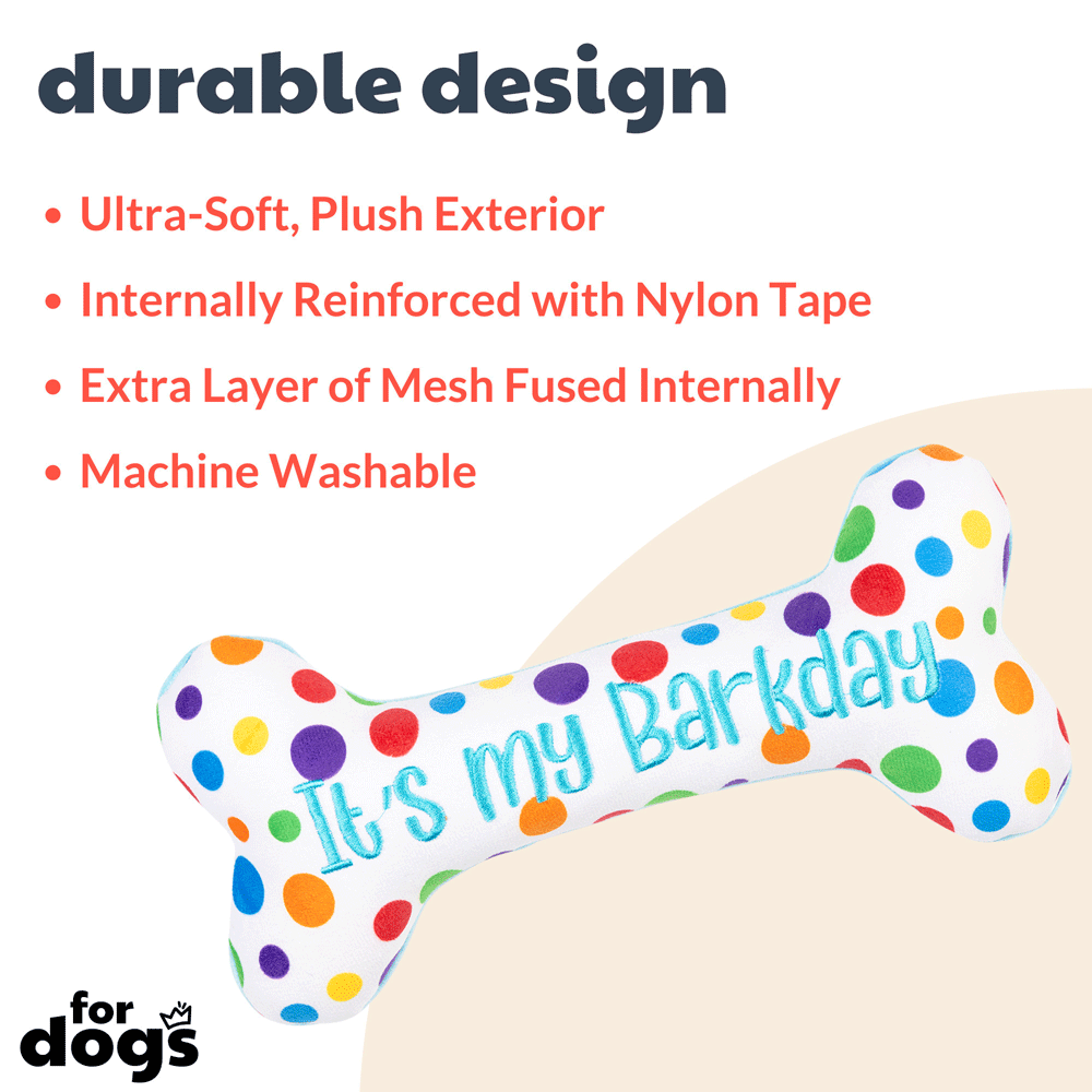 HUXLEY & KENT Dog Power Plush It's My Barkday Bone L