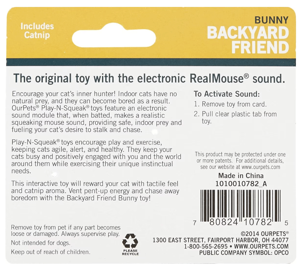 PLAY-N-SQUEAK Backyard Bunny Cat Toy