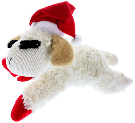 MULTIPET Holiday Lamb Chop w/Santa Hat 10.5"