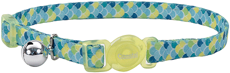COASTAL Safe Cat Fashion Breakaway Cat Collar Lime Teal Scales