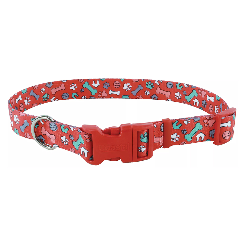 PET ATTIRE Styles Adjustable Collar 10-14x5/8 Red Bone