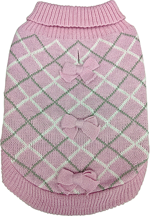 *FASHION PET Pretty In Plaid Pink Sweater S