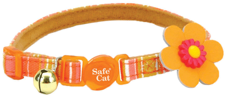 *COASTAL Safe Cat Embellished Fashion Collar 8-12x3/8 Stripe Orange