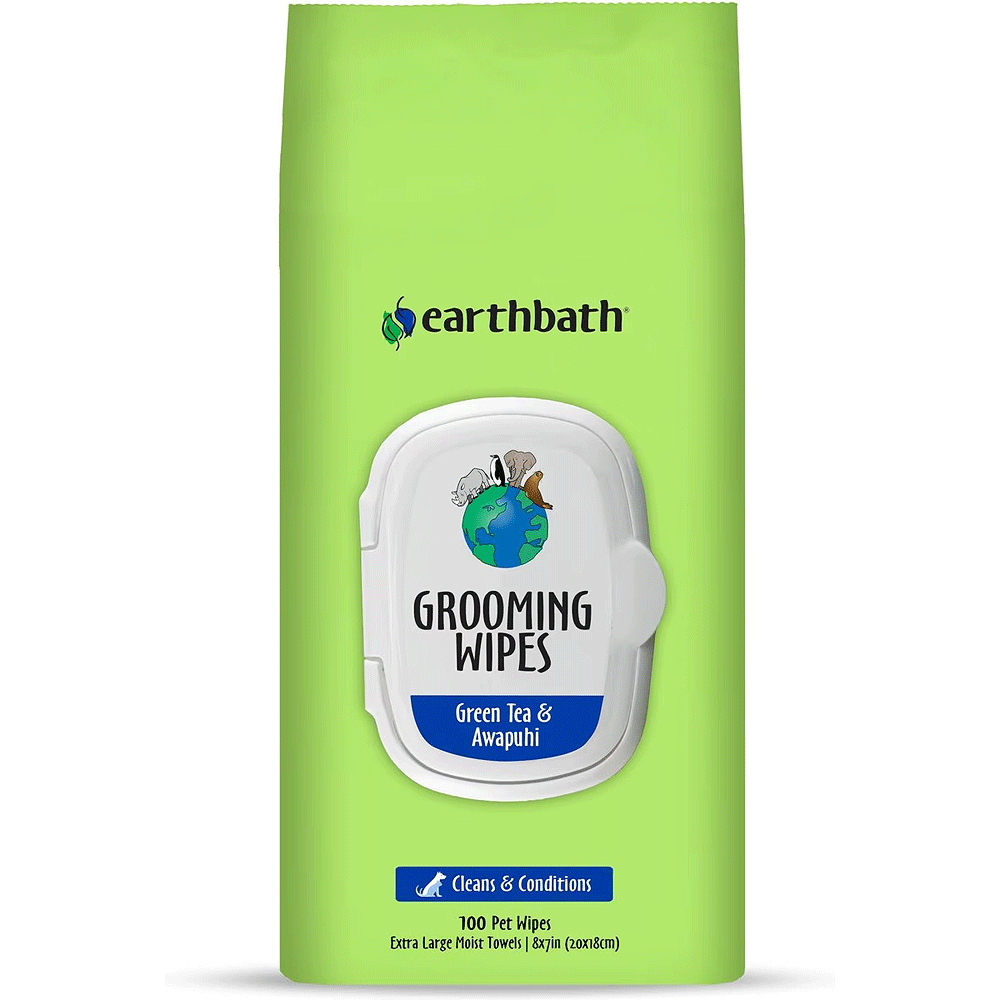 EARTHBATH Grooming Wipes Green Tea & Awapuhi 100ct