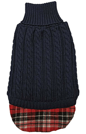*FASHION PET Un-Tucked Cable Sweater Navy M