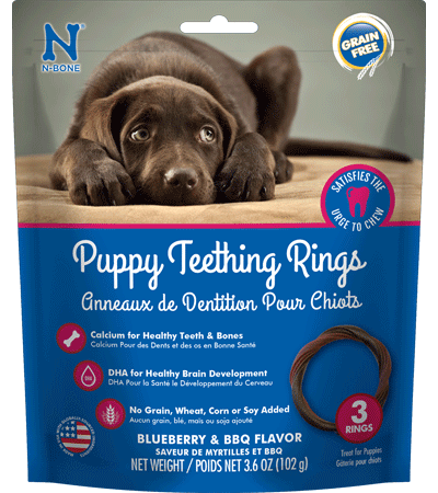 *N-BONE Puppy Teething Rings Grain-Free Blueberry & BBQ 3pk