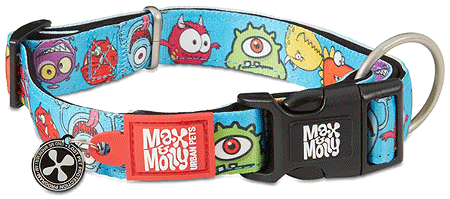 *MAX&MOLLY Smart ID Dog Collar Little Monsters M 13-21"