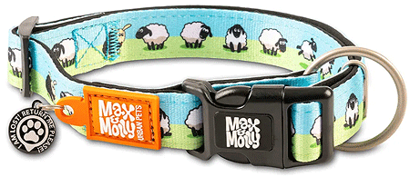 *MAX&MOLLY Smart ID Dog Collar Black Sheep M 13-21"