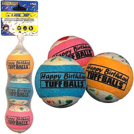 PETSPORT Tuff Balls Happy Birthday 2.5" 3pk