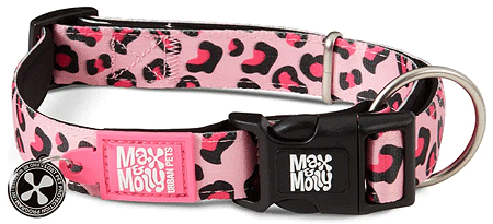 MAX&MOLLY Smart ID Dog Collar Pink Leopard XS 9-14"