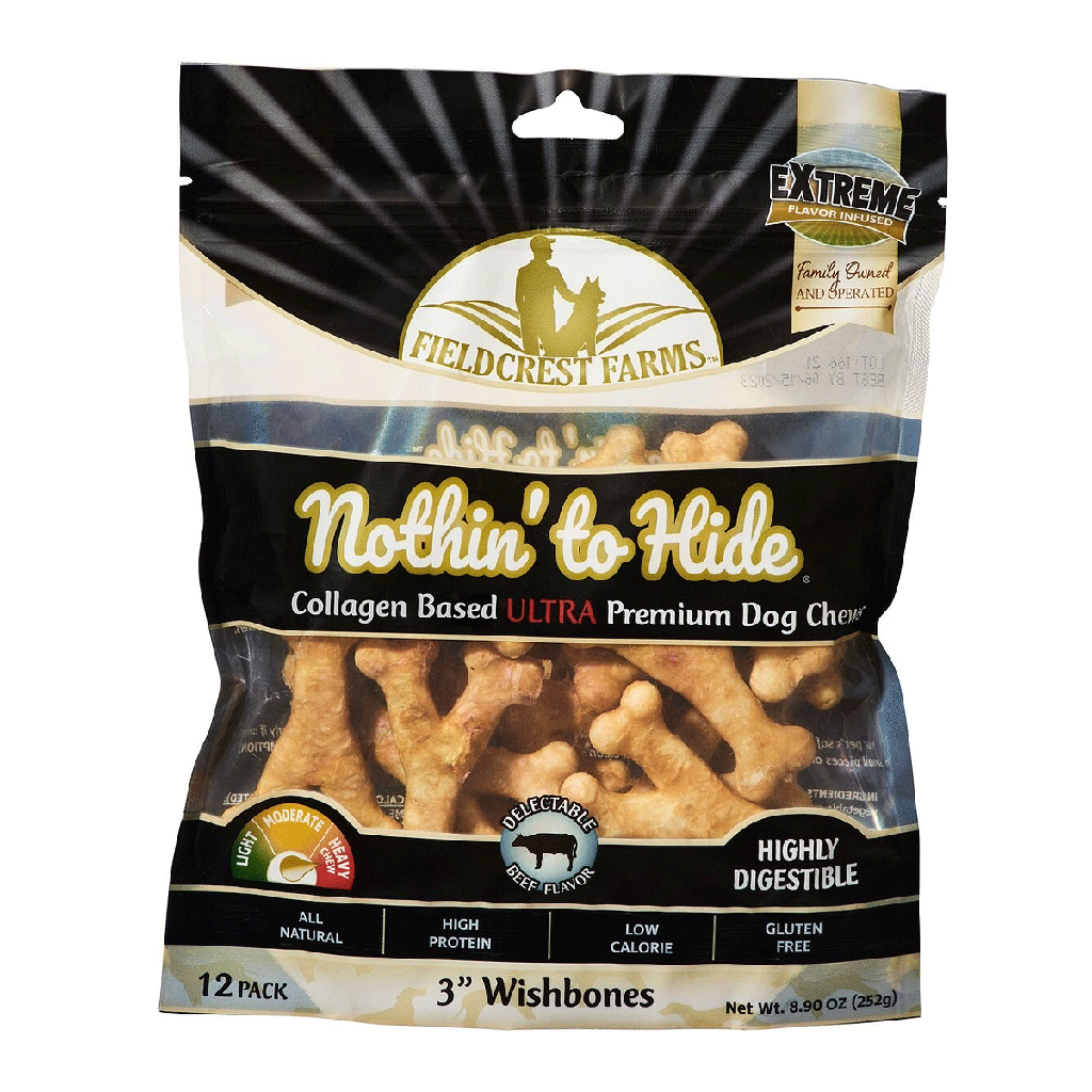 *FIELDCREST FARMS Nothin' To Hide Ultra Wishbone 3" Chicken 12pk