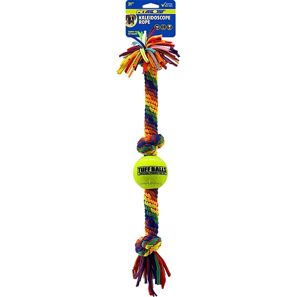 PETSPORT Kaleidoscope Rope 3-Knot 21" w/2.5" Ball L