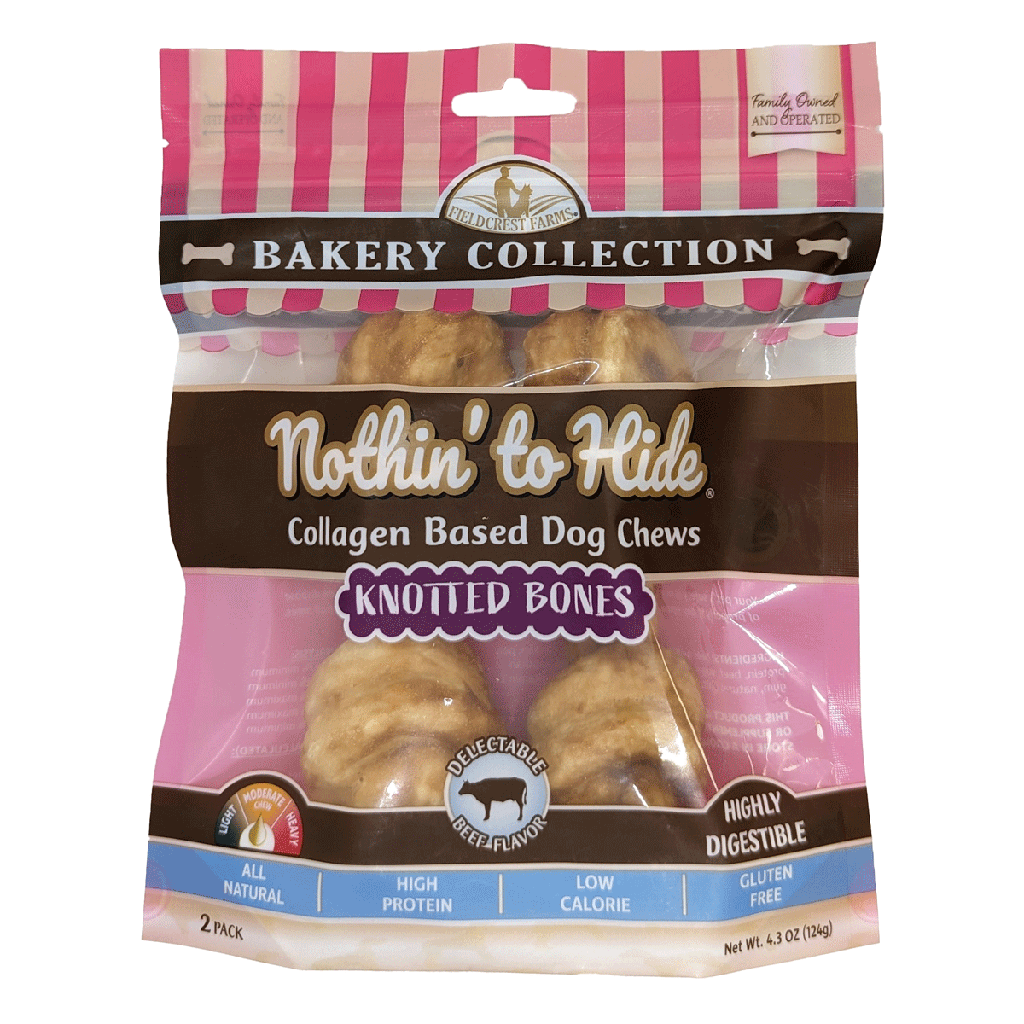 *NOTHIN' TO HIDE Bakery Beef Knotted Bone 6" 2pk
