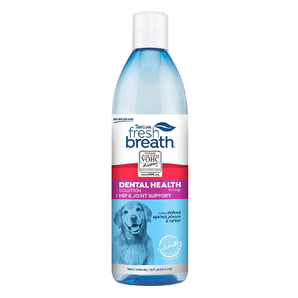 *TROPICLEAN Fresh Breath Dental Health Solution+ Hip & Joint Dogs 16oz