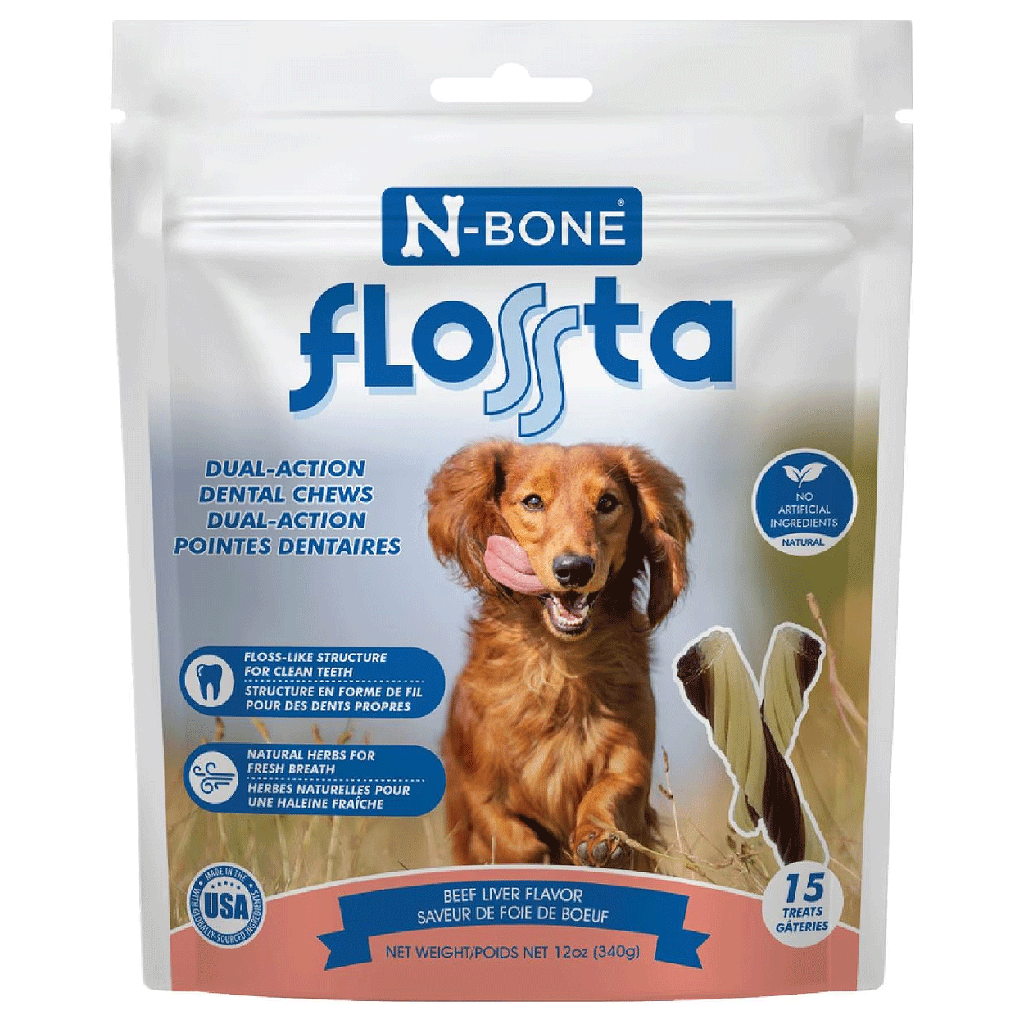 N-BONE FLOSSta Dental Chews Beef Liver 15ct