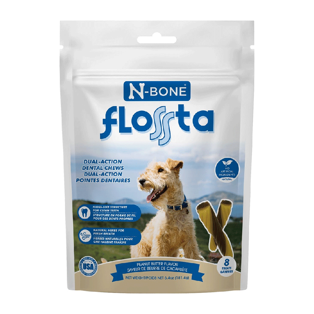 N-BONE FLOSSta Dental Chews Peanut Butter 8ct