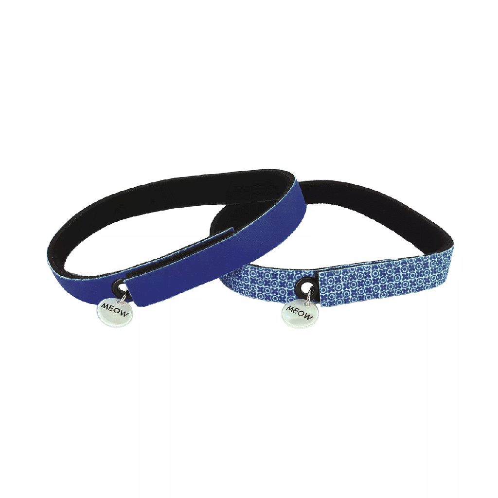 COASTAL ElastaCat FlexFit Cat Collar Tiles/Navy 2pk