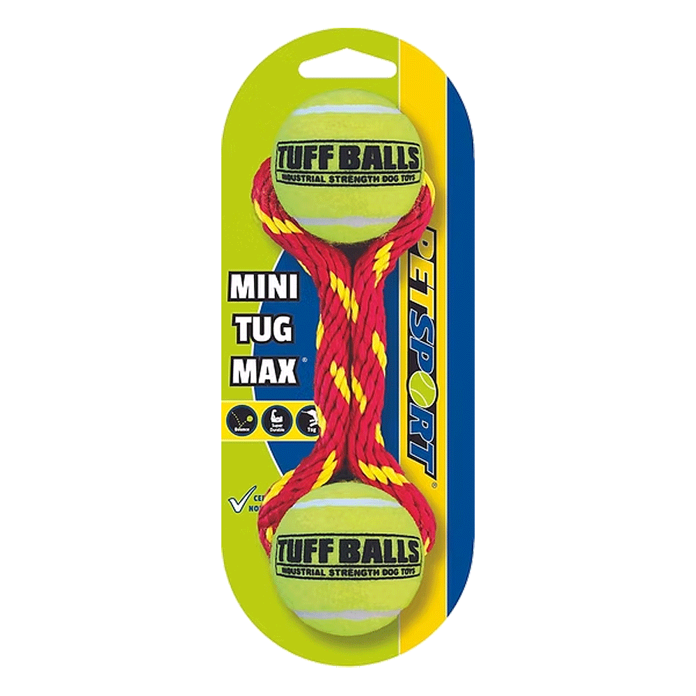 PETSPORT Mini Tug Max 7" Rope w/ Two 1.8" Tufff Balls