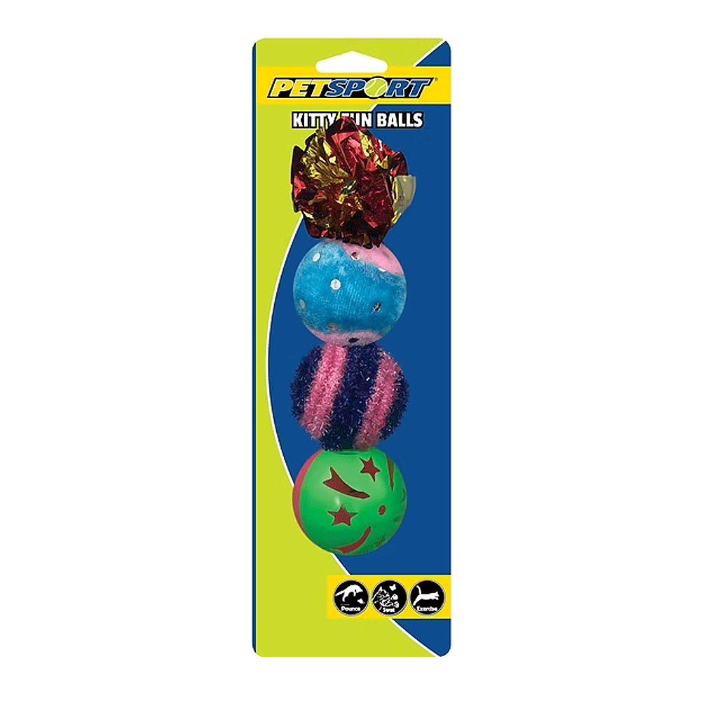 PETSPORT Kitty Fun Balls 1.6"4pk Asst.