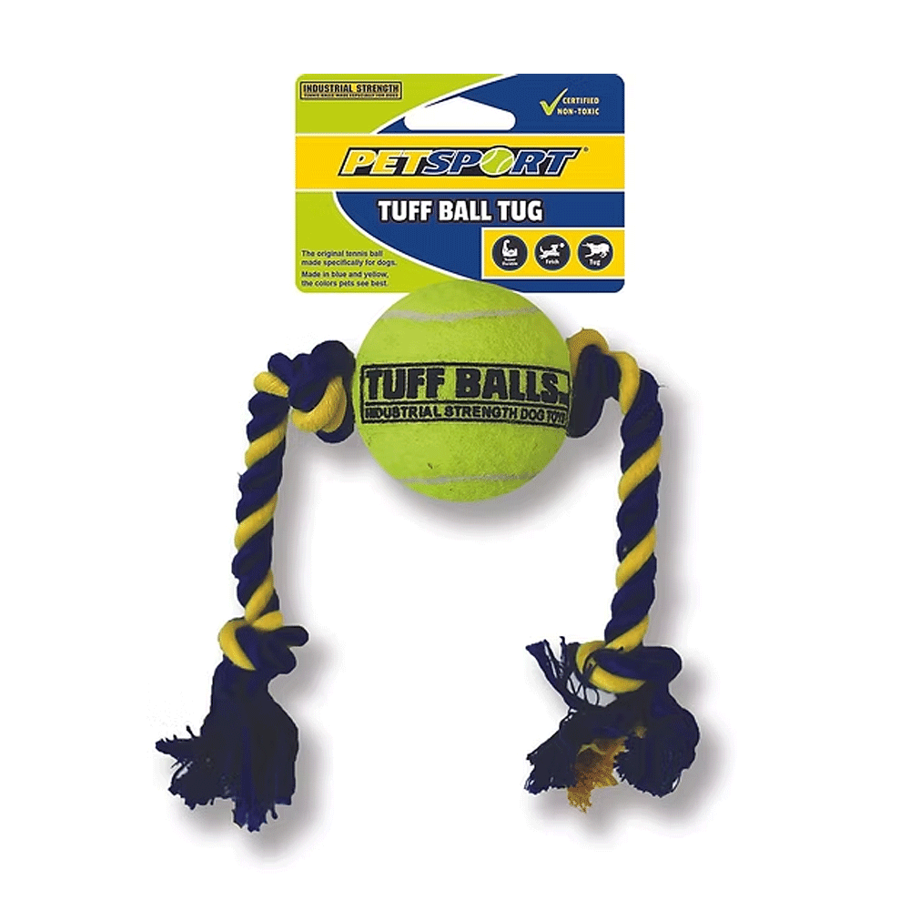 PETSPORT Tuff Ball Tug 14" Rope w/ 2.5" Ball