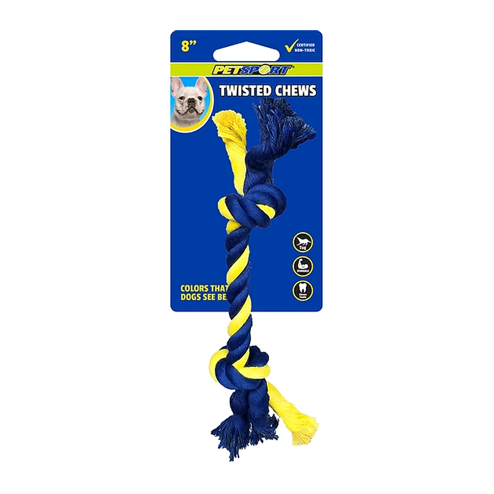 PETSPORT Twisted Chews Mini 2-Knot Rope 8"