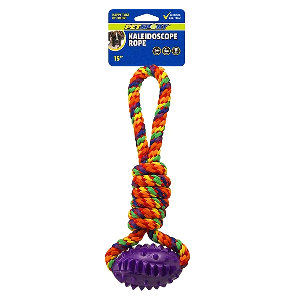 PETSPORT Kaleidoscope Tuff Tug with TPR Football 15"