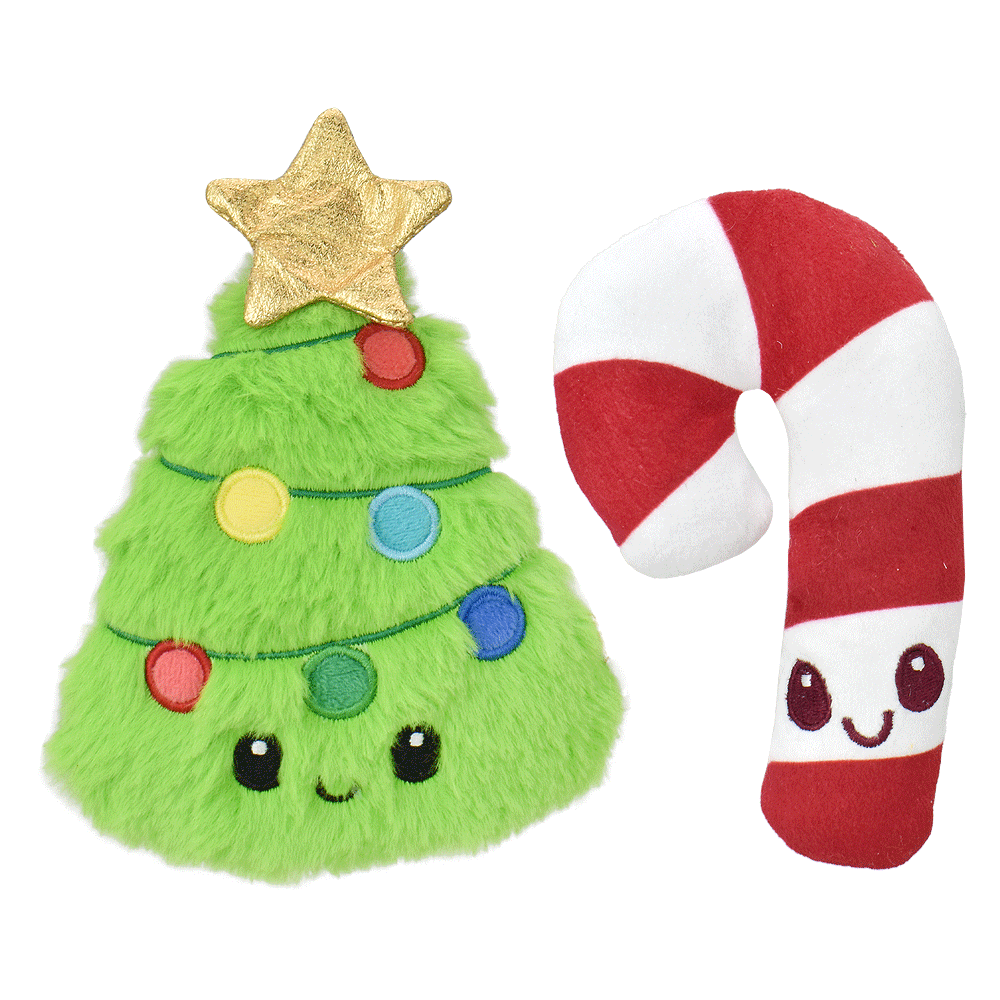 MULTIPET Holiday Minipet Candy Cane/Tree 5" 2pk