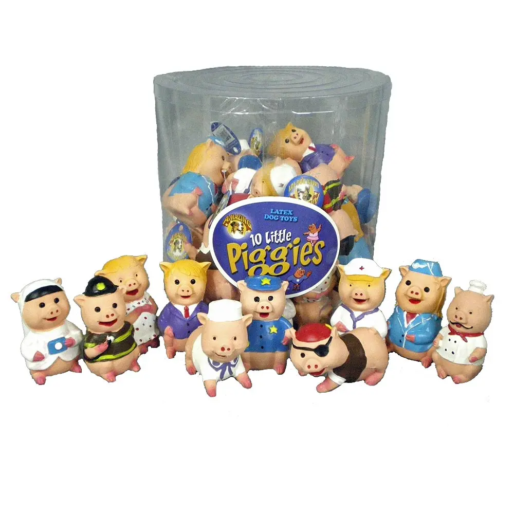 AMAZING PET Latex Toy Tub 10 Little Piggies 30ct