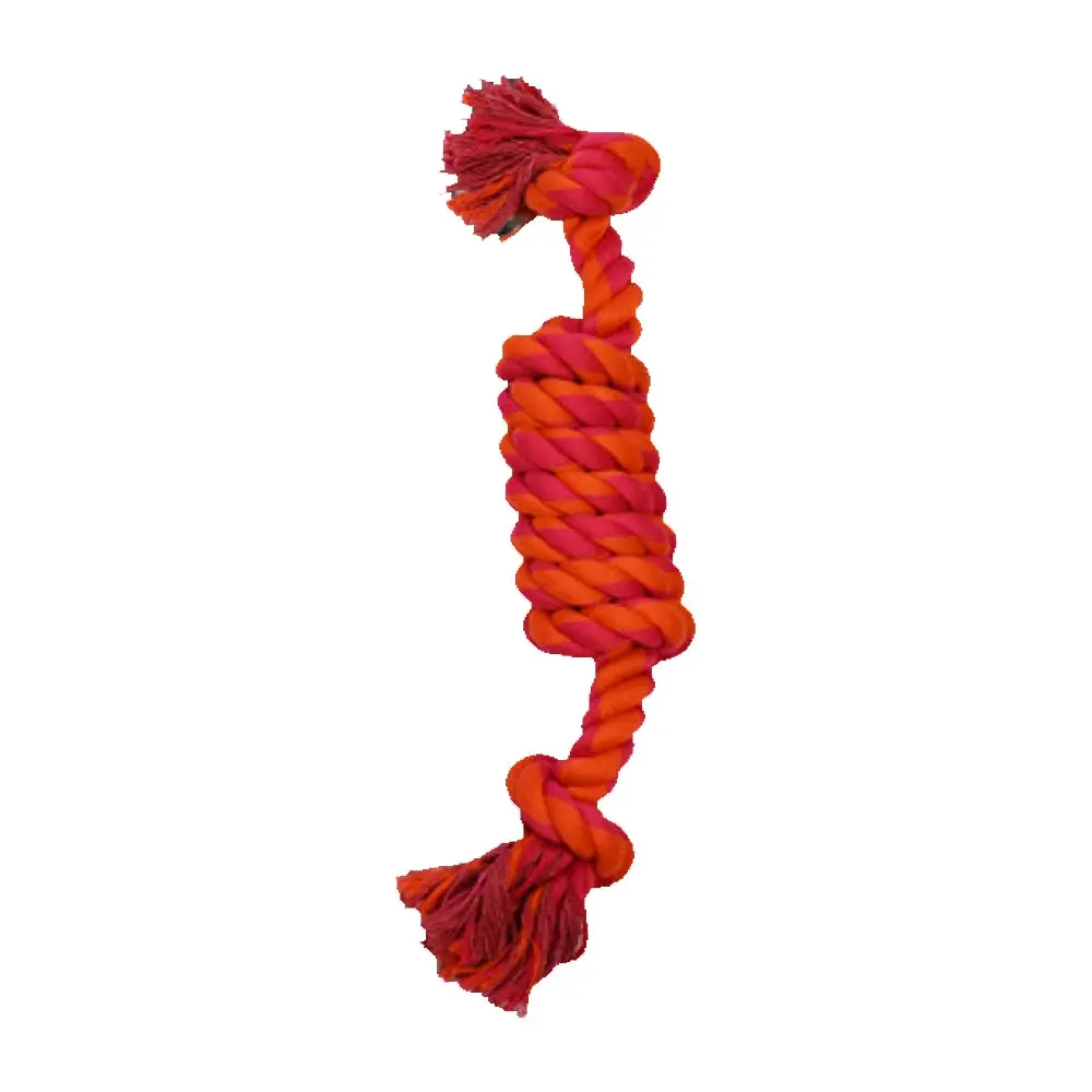 AMAZING PET Rope 2 Knot Coil 15" Orange/Magenta