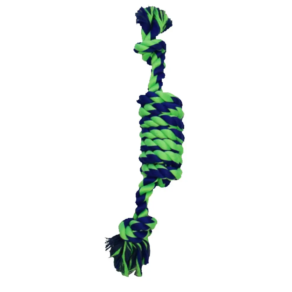 AMAZING PET Rope 2 Knot Coil 15" Blue/Green