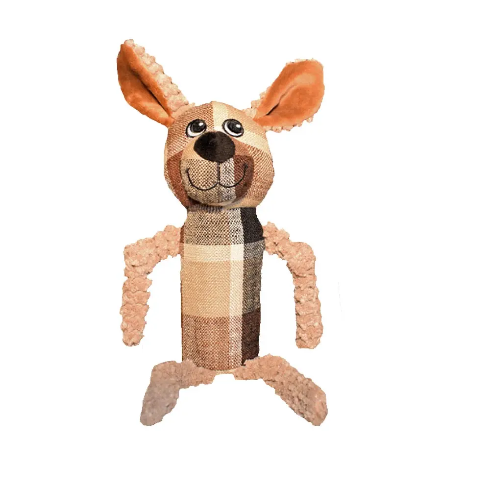 AMAZING PET Plush Plaid Dog w/Squeaker Body