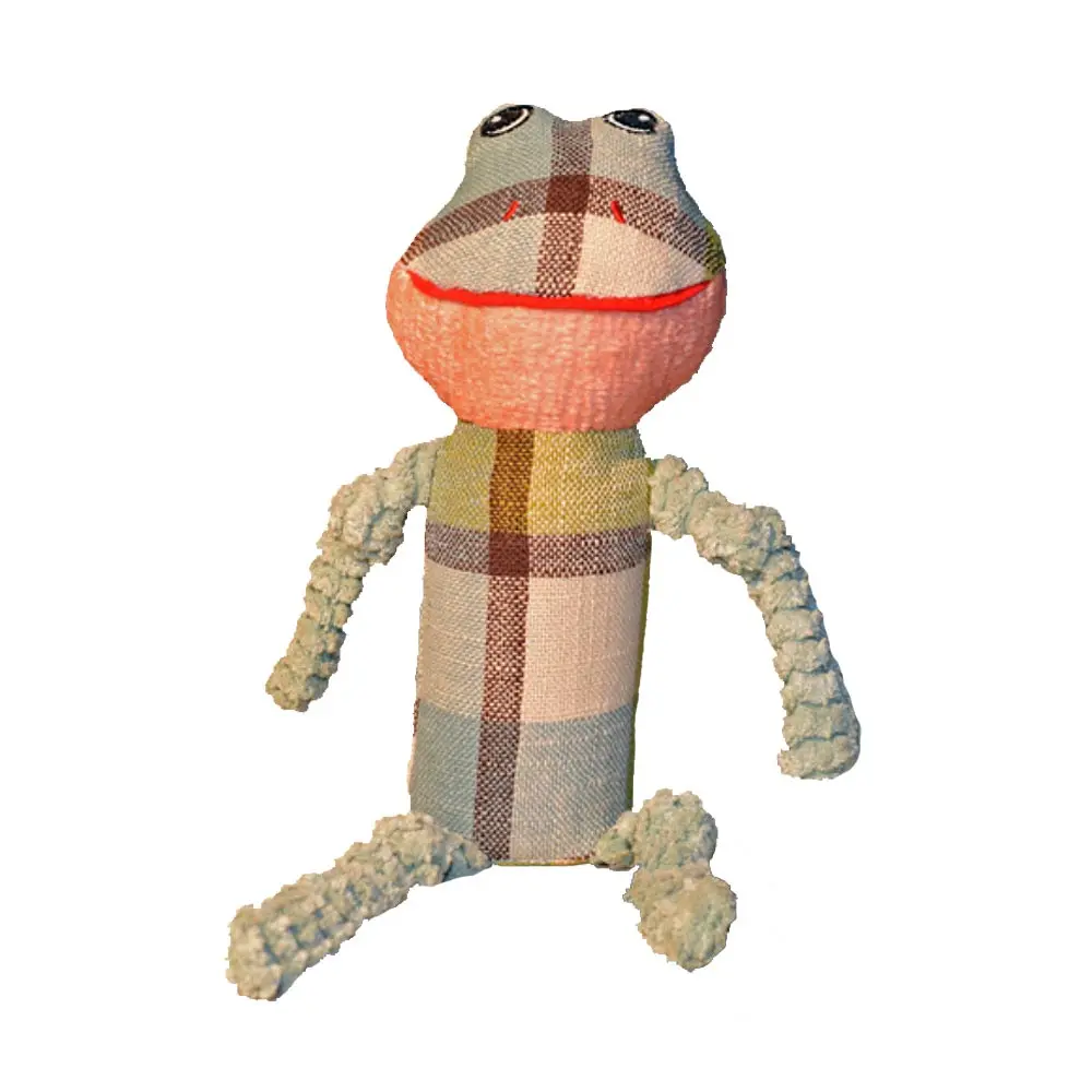 AMAZING PET Plush Plaid Frog w/Squeaker Body
