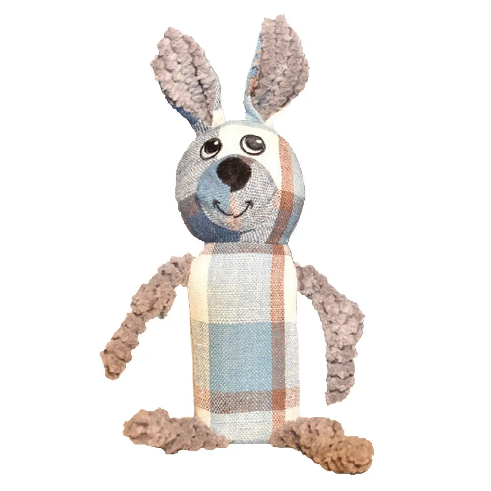 AMAZING PET Plush Plaid Rabbit w/Squeaker Body