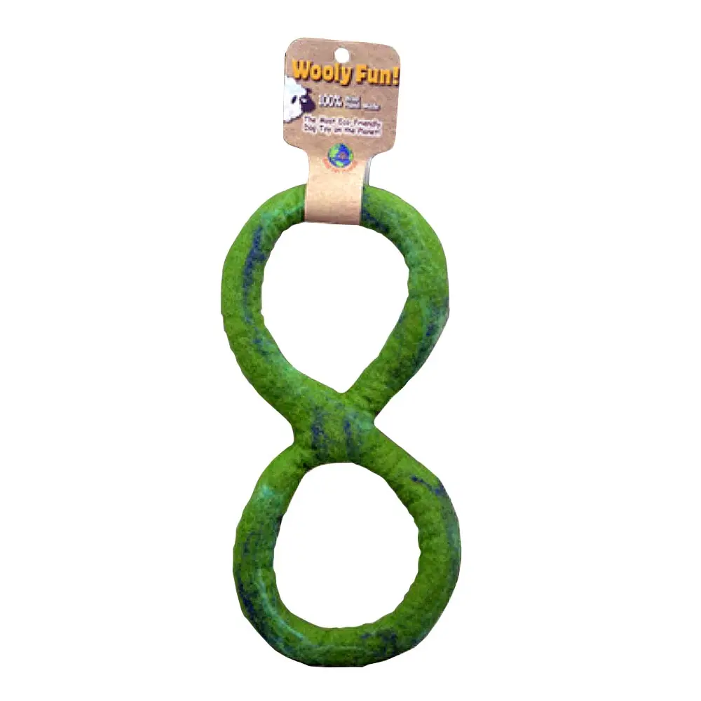 AMAZING PET Wooly Fun Figure 8 Tug 11" Green