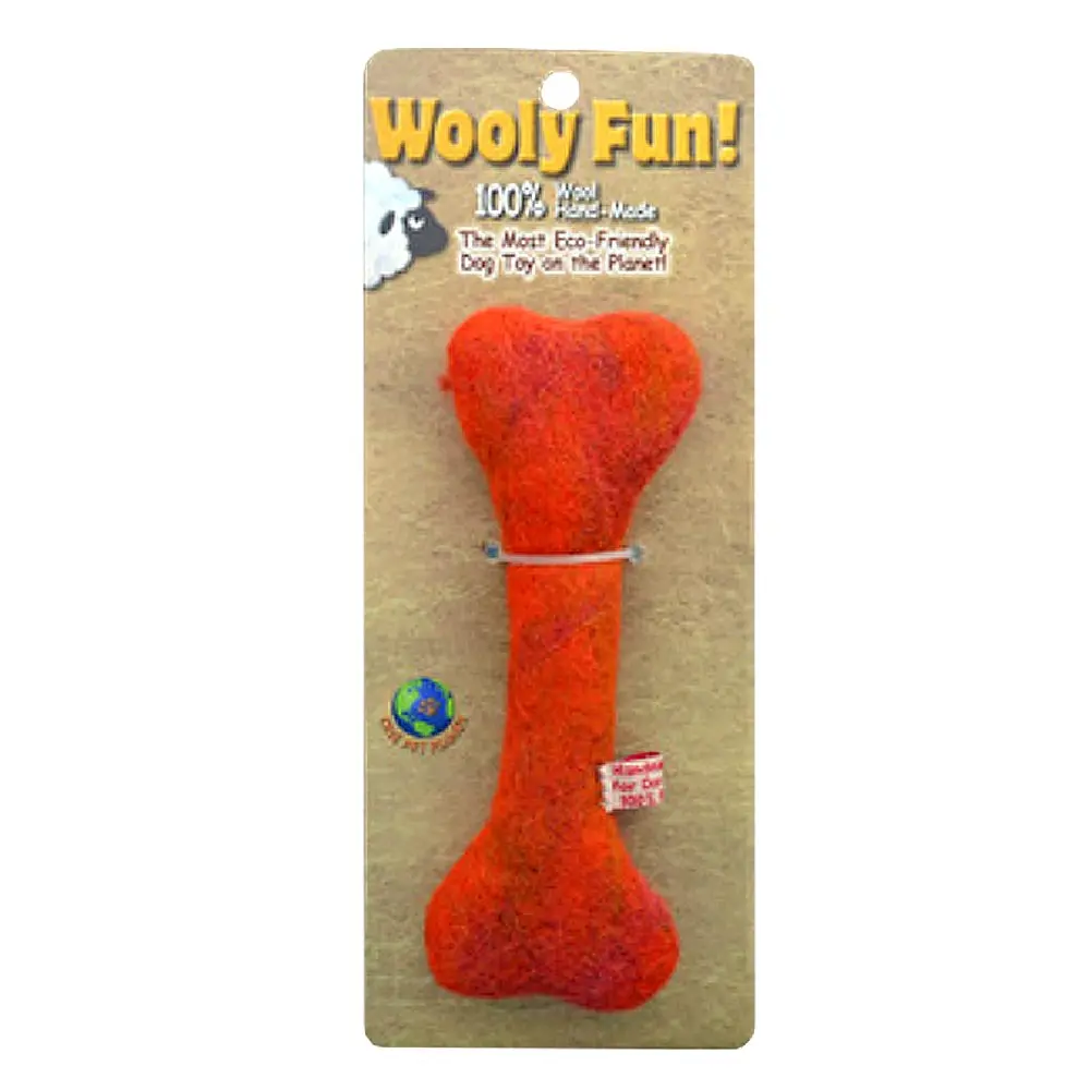 AMAZING PET Wooly Fun Flat Bone 6.5" Orange