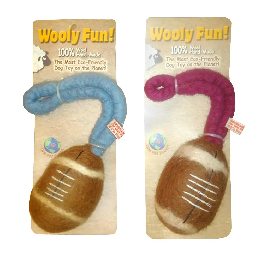 AMAZING PET Wooly Fun Sport Ball 3" x 2" Football w/ 6" Loop