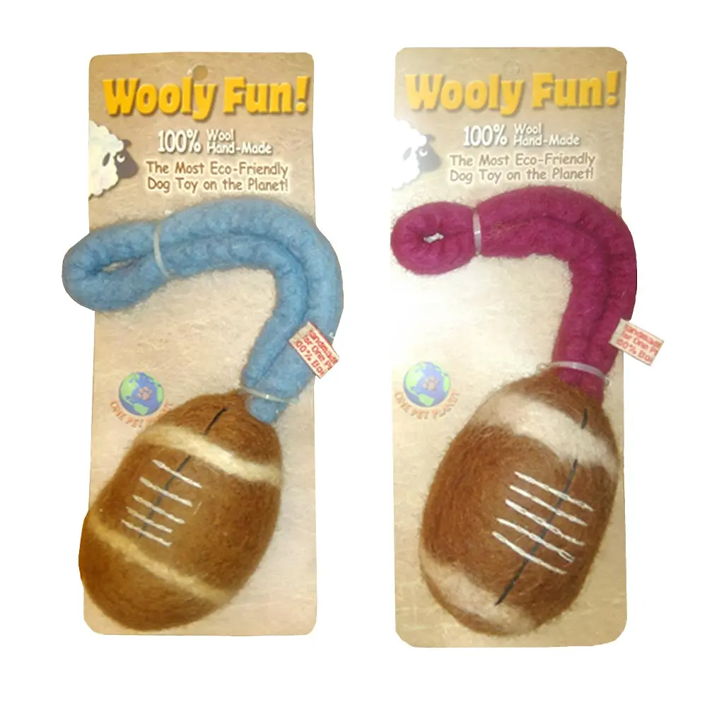 AMAZING PET Wooly Fun Sport Ball 4.5"x1.75" Football w/6" Loop