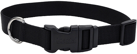 COASTAL TUFF Adjustable Dog Collar 10-14x5/8 Black