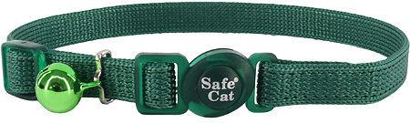 COASTAL Safe Cat Adjustable Collar 8-12x3/8 Hunter Green