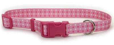 PET ATTIRE Adj Collar 8-12x3/8 Pink w/Dot