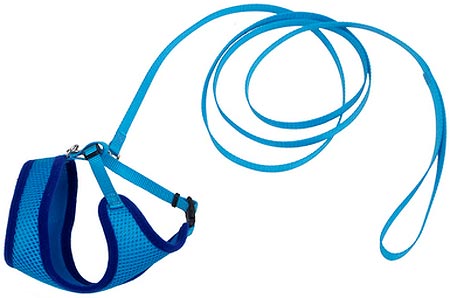 COASTAL Comfort Soft Cat Mesh Harness with 6' Leash Blue Lagoon