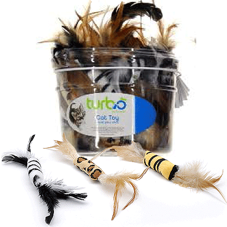 [CA80524] COASTAL Turbo Cat Toy Bin Feather Toys 51ct