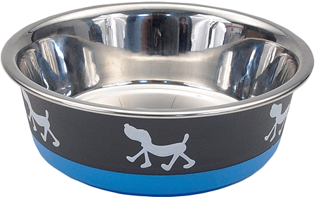 [BER88451 BLUE] *MASLOW Non-Skid Pup Design Dog Bowl Blue 28oz