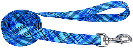 [CA466 PLAID BN] PET ATTIRE Styles Dog Leash 6'x5/8 Plaid Bones